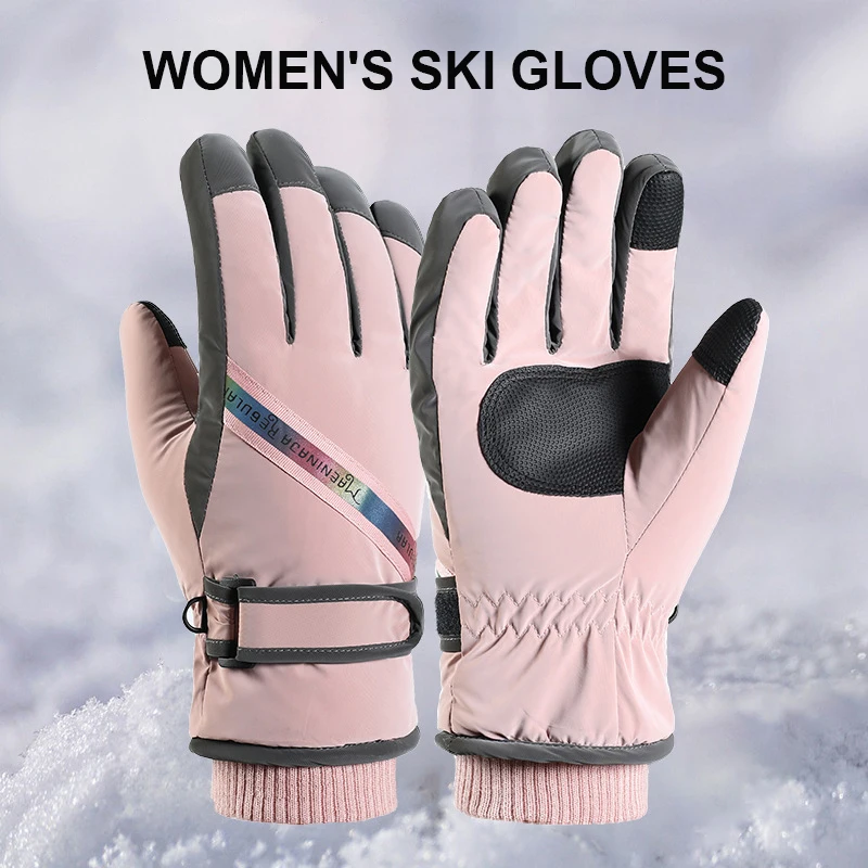 Lngxo 2022 Women Ski Gloves Waterproof Winter Warm Gloves Motorcycle