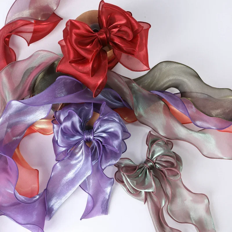 Fantasy Colorful Wavy Edge Silk Ribbon for DIY Crafts and Gift Wrapping - 10 Yards