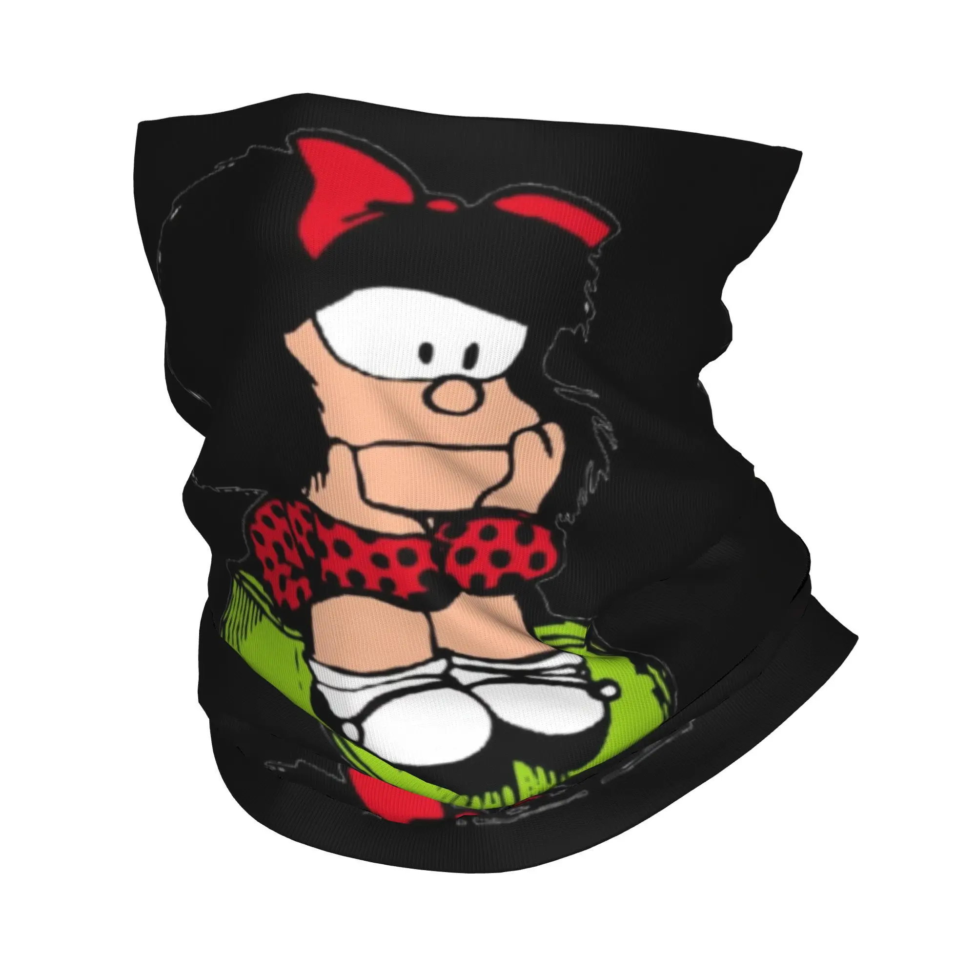 Mafalda Thinking Neck Gaiter Women Men UV Face Shield Winter Quino Comic Cartoon Bandana Scarf for Cycling