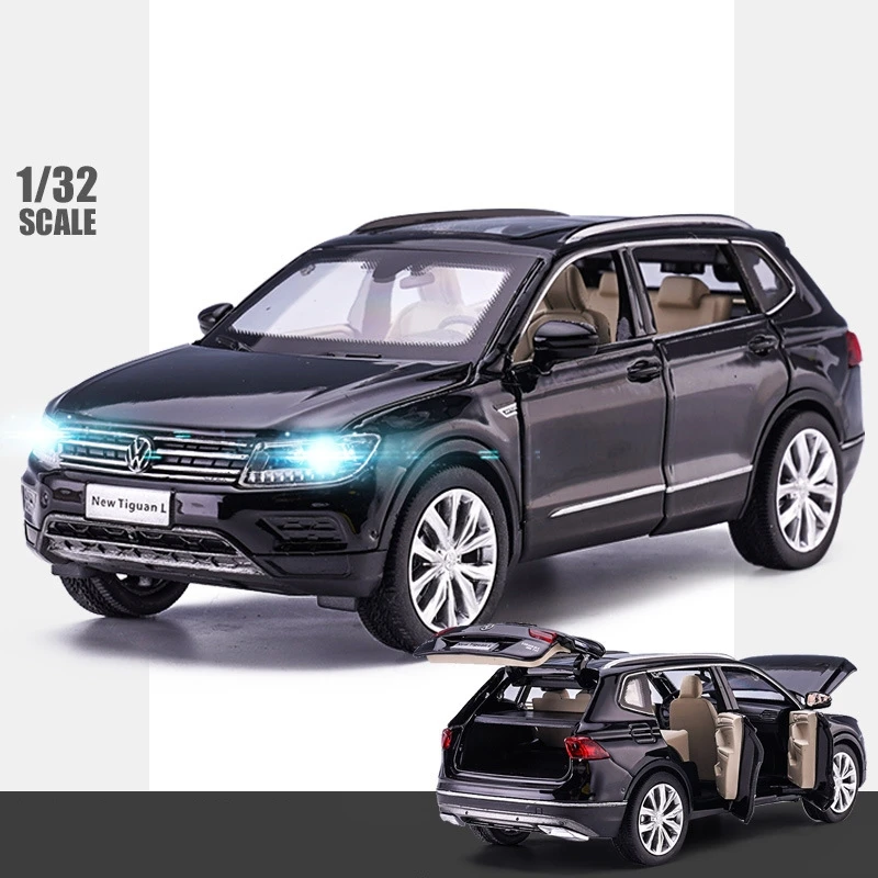 1/32 Volkswagen Tiguan L SUV Toy Car Model Diecast Alloy Miniature Pull Back Sound & Light Collection Gift for Children Boys Kid 6