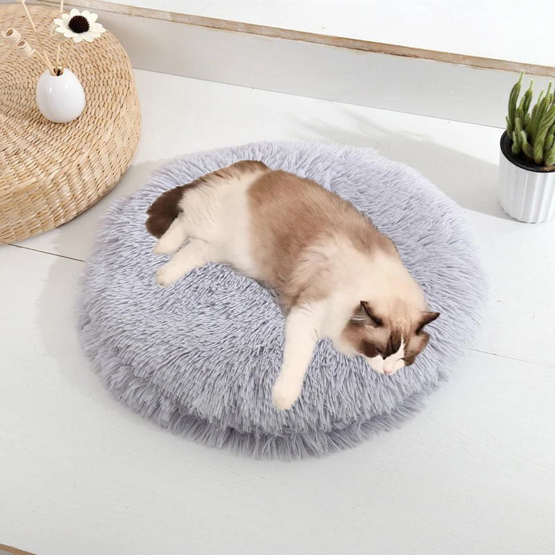 

Round Cat Bed Mat Comfortable Soft Warm Fleece Cushion Kitten Puppy Sleeping Mat Cat Basket Puppy Kennel Pet Cushion