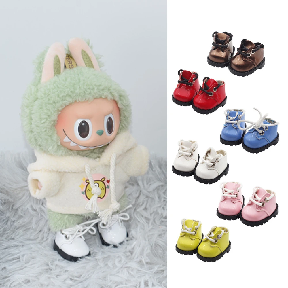 For Labubu Shoes (3.8*2.3cm) for 17cm Labubu Macaron and 10cm EXO /Cotton Doll Finger Shoes Doll Leather Shoes 4