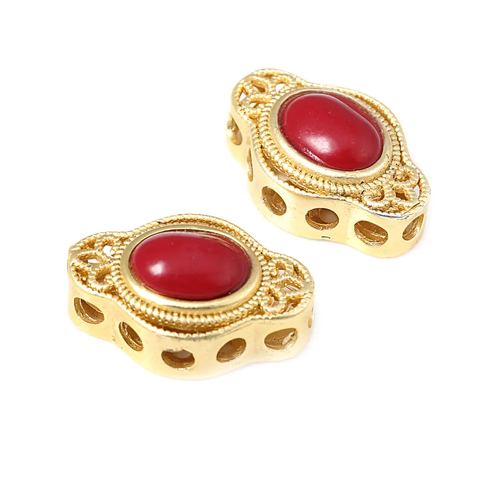 Pulseras de Cuentas Nepalesas Vintage Estilo 5PCS Brasso Dorado Mate Accesorios DIY para Hacer Joyería - details 5