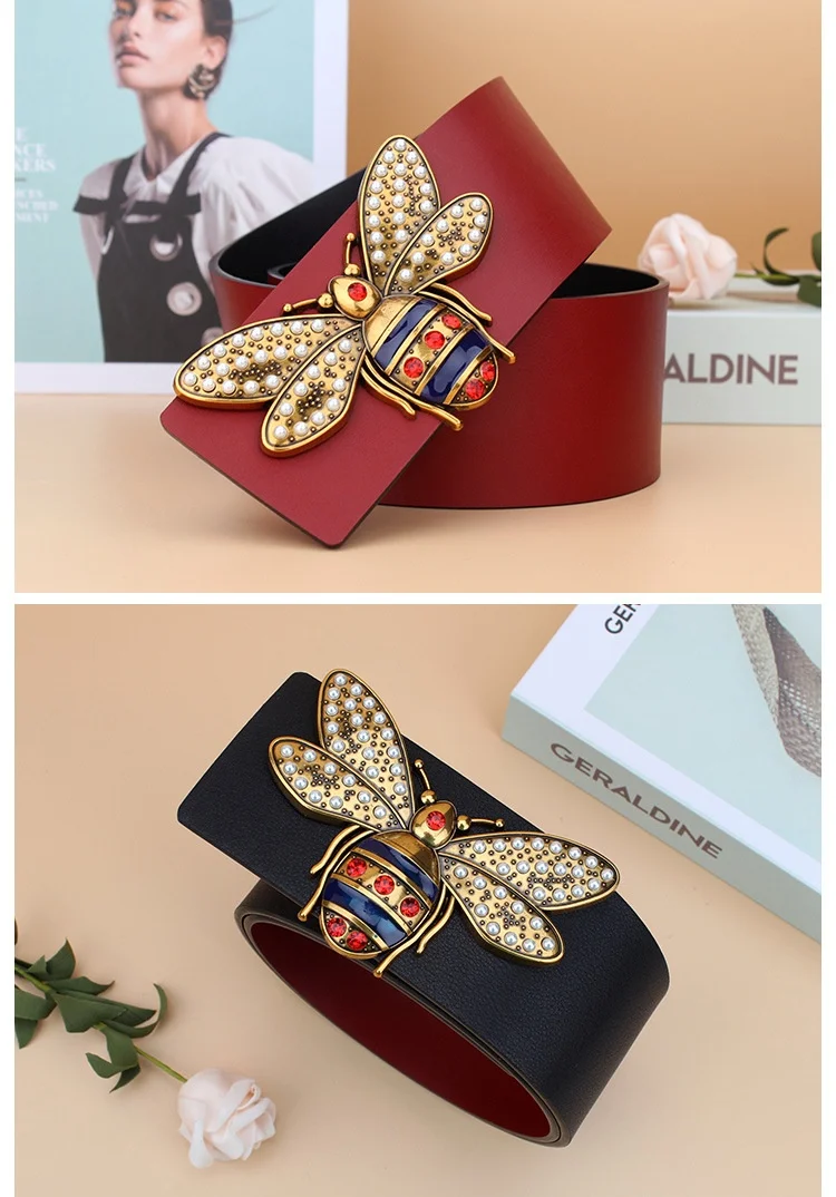 7cm Wide Luxury Brand Famous Designer Fashion Metal Buckle Ladies Girdle 2022 New Leather Excellent Wear-resistant Belt leather waist belt