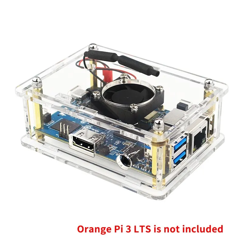 Orange Pi 3 LTS Acrylic Shell Tranparent Enclosure Optional Optional Cooling Fan