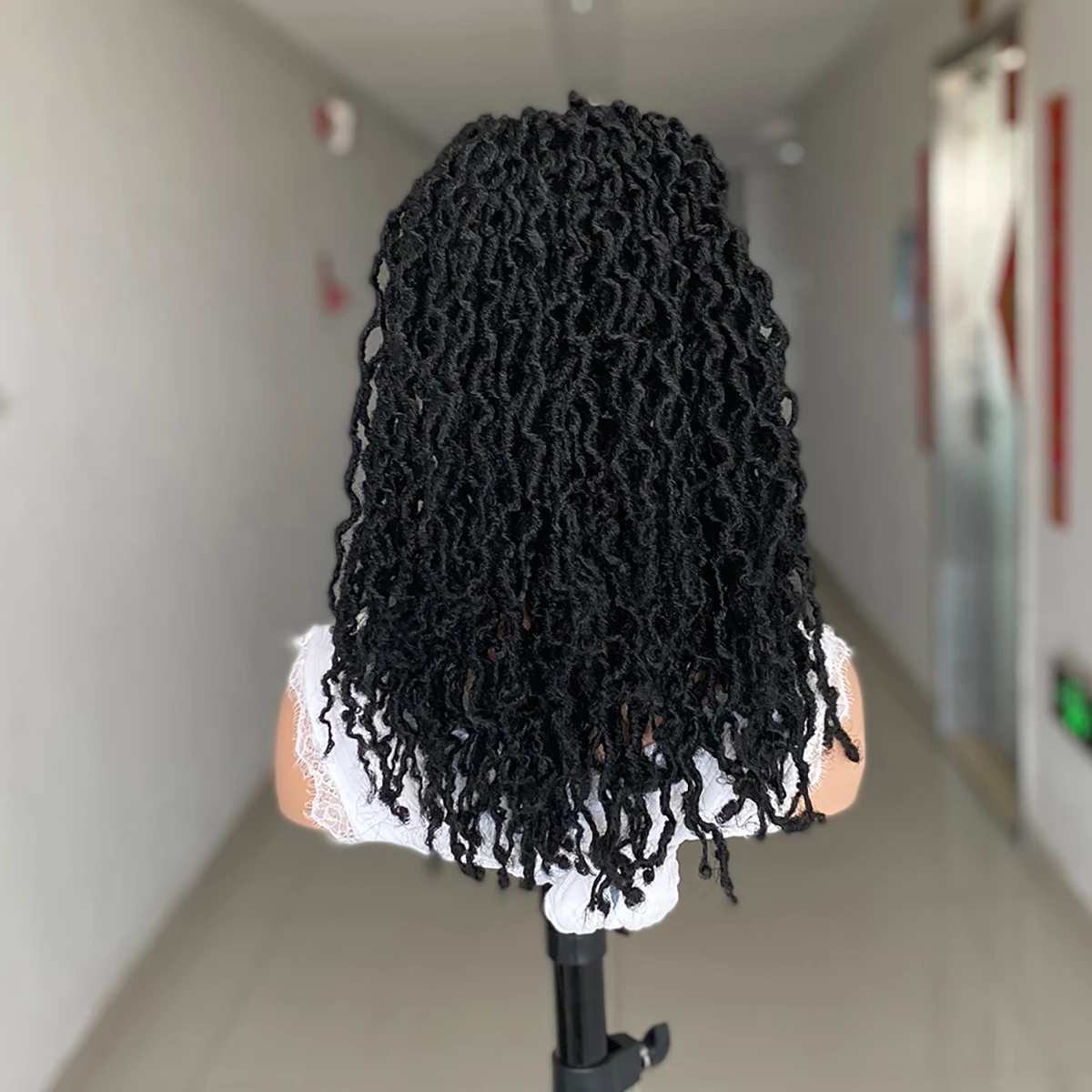 Dreadlocks Headband Synthetic Wig Box Braid Wigs For Black Women Faux Locs Crochet Hair Wigs Ombre Brown Braided Twist Wig