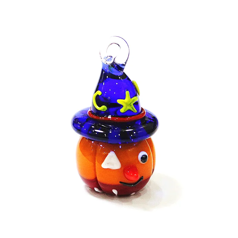 

Cute Glass Pumpkin Mini Figurines Pendant Creative Cartoon Clown Witch Image Design Halloween Decor Holiday Party Gifts for Kids