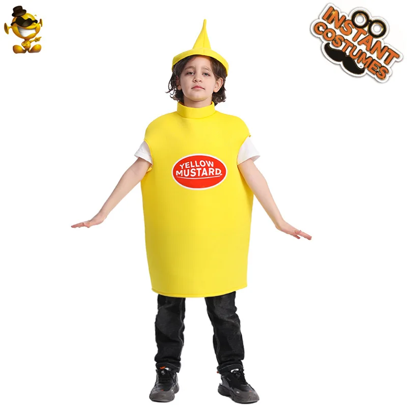 Child Spoof Ketchup Mustard Costume Halloween Carnival Party Funny Props