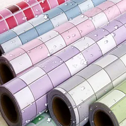 Kitchen Oil-Proof and Waterproof Self-Adhesive Vinyl Wallpapers Bathroom Home Decor Wall Sticker Mosaic Peel and Stick Wallpaper
