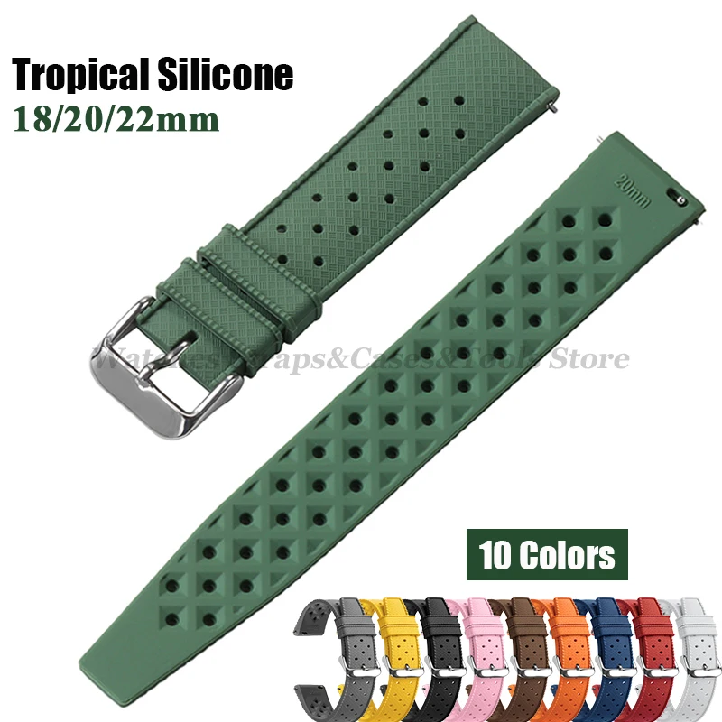 Tropical Silicone Quick Release Watch Band Strap – Premium Rubber Tropic Design