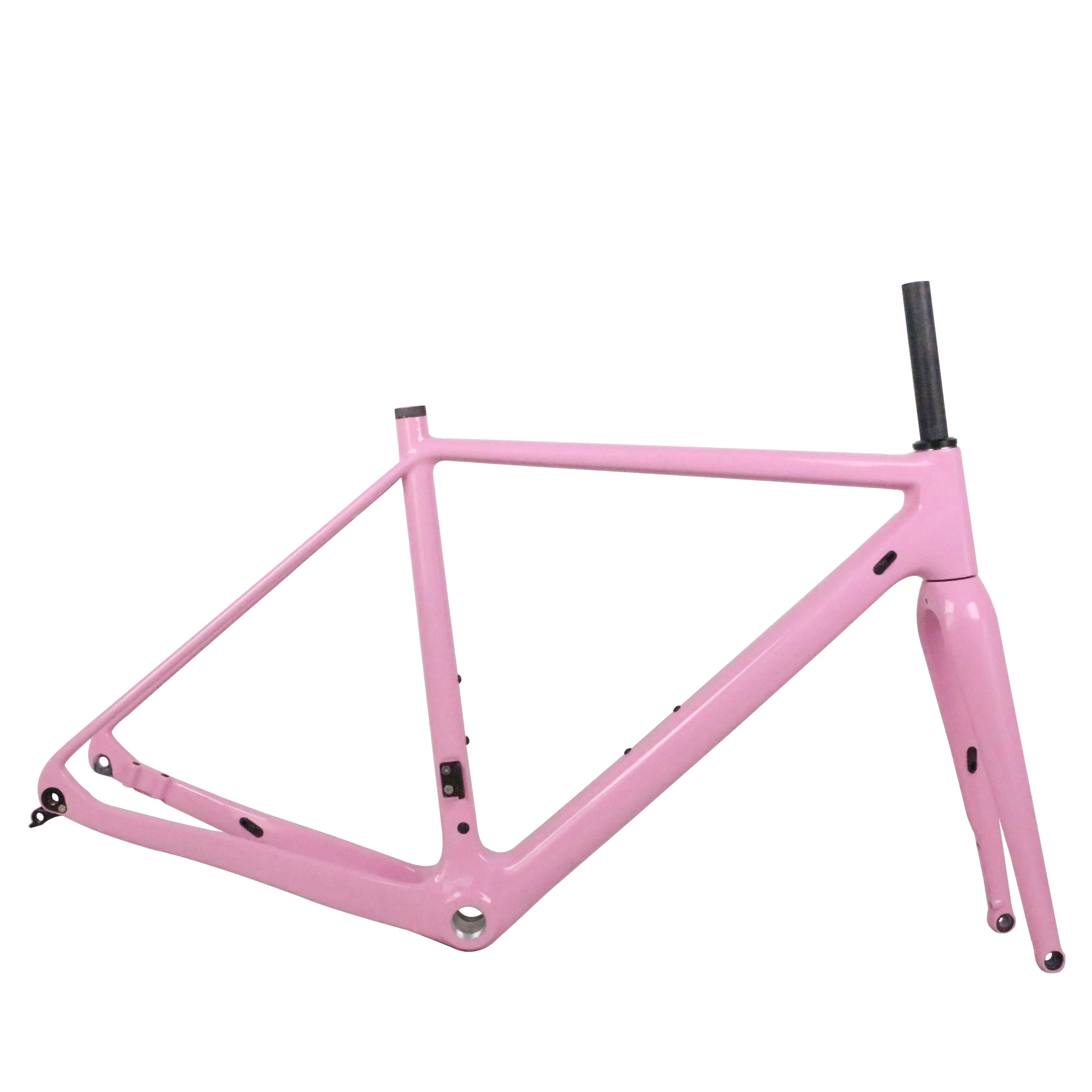 ピストバイク　フレーム　ピンク Pink Paint Flat Mount BSA Disc Brake Carbon Fiber Gravel