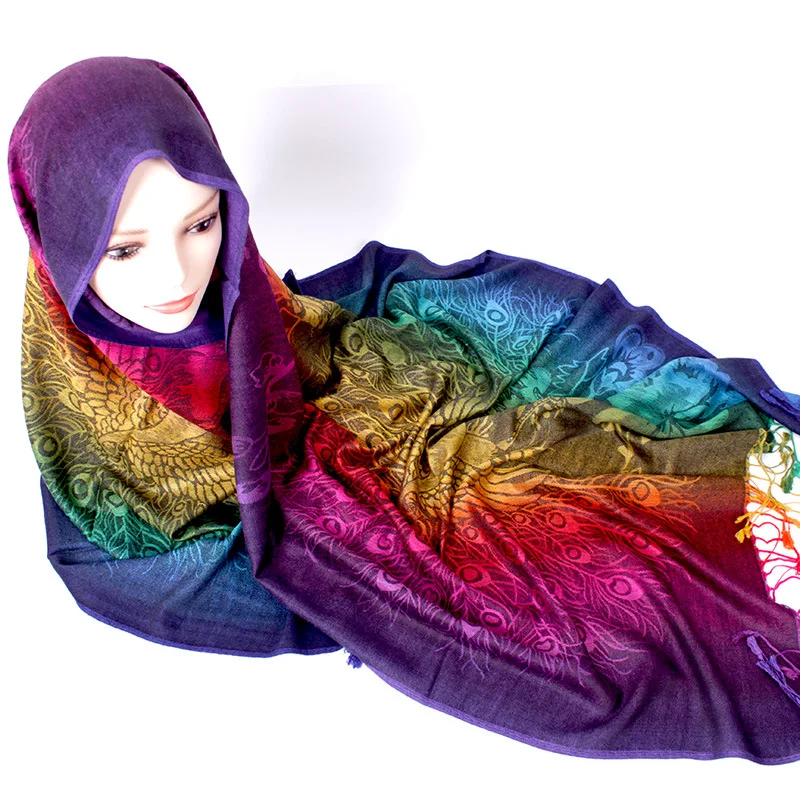 Maroc Écharpe Femme Rainbow Colors Pashmina Viscose/Polyester XXL