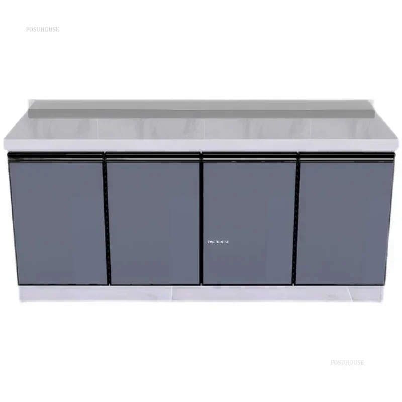 Stainless Steel Waterproof Kitchen Cabinets Household Furniture Rental House Kitchen Cabinet Kitchen Storage Sink Stove Cabinet 2