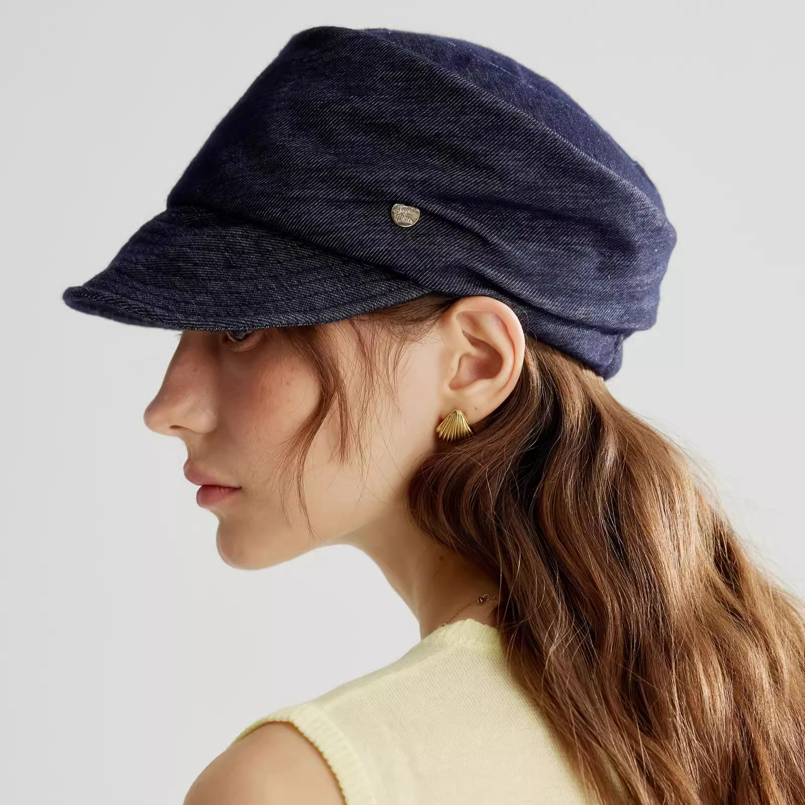 Versatile Cotton Equestrian Hat Octagon Hat for Women, Vintage Denim Newsboy Caps, Comfortable for Spring & Summer