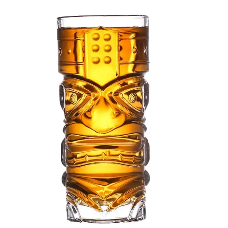 1PC Crystal Glass Large Bar Tiki Cup Tiki Cup Hawaii Cocktail Cup Ghost Face Cup High Beauty Creation Water Cup