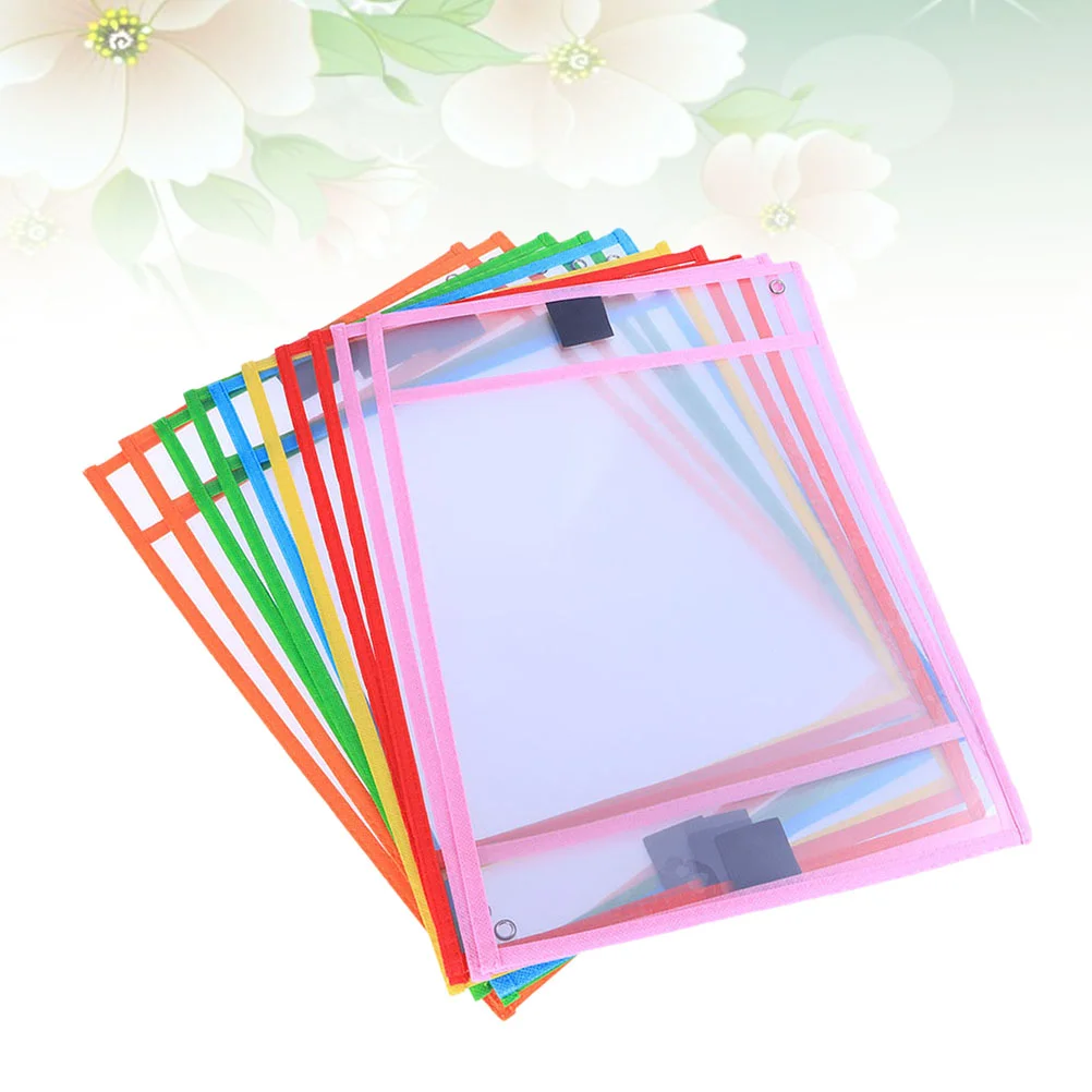 

Reusable Resuable Pockets Assorted Colors Stationery for Office School with Pen Case PVC Transparent Write and Wipe