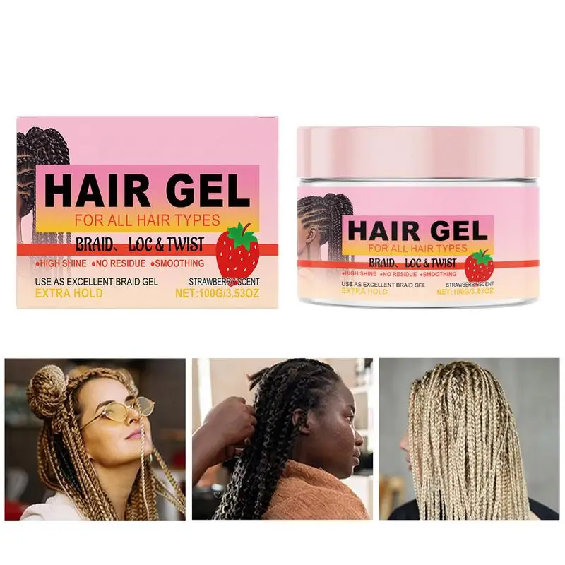 Braid Gel Edges Control Strong Hold Pomade Anti-Frizz Smooth Lasting Broken Hair Finishing Shaping Hair Edges Control Cream