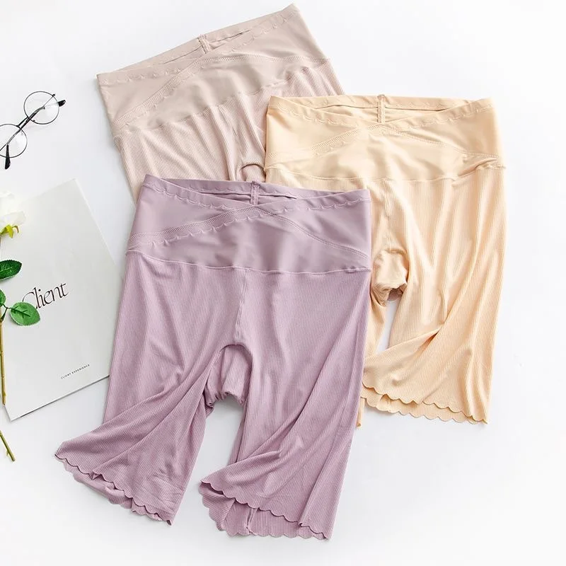 Summer safety short pants Mid-Waist crossed Design pregnant women's shorts under skirt Large size Prevent Exposure panties