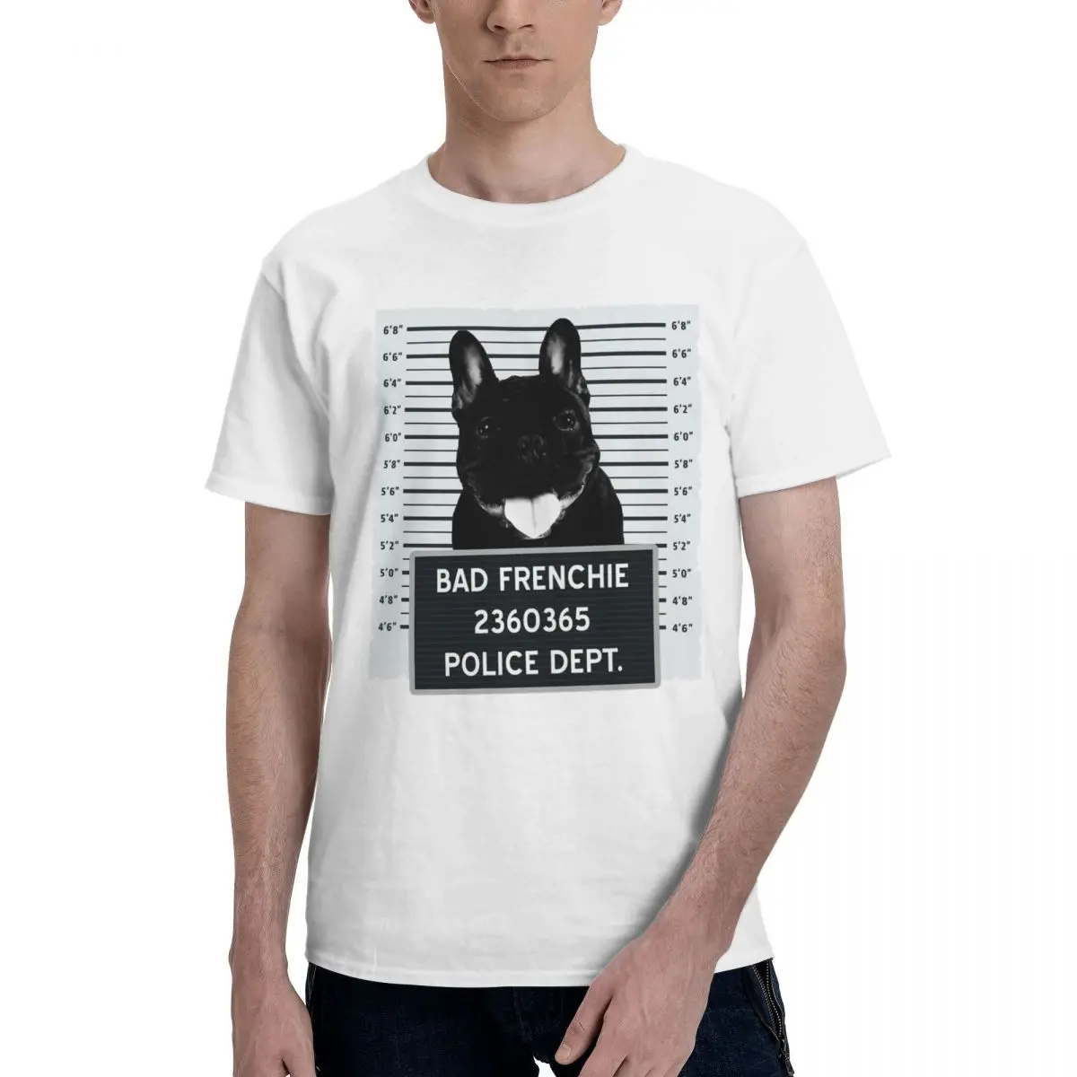 

Frenchie Dog Lover Mug Shot Men T shirts High Quality top y2k French Bulldog Pet Dog Lover Vintage Luxury Graphic Cotton t shirt