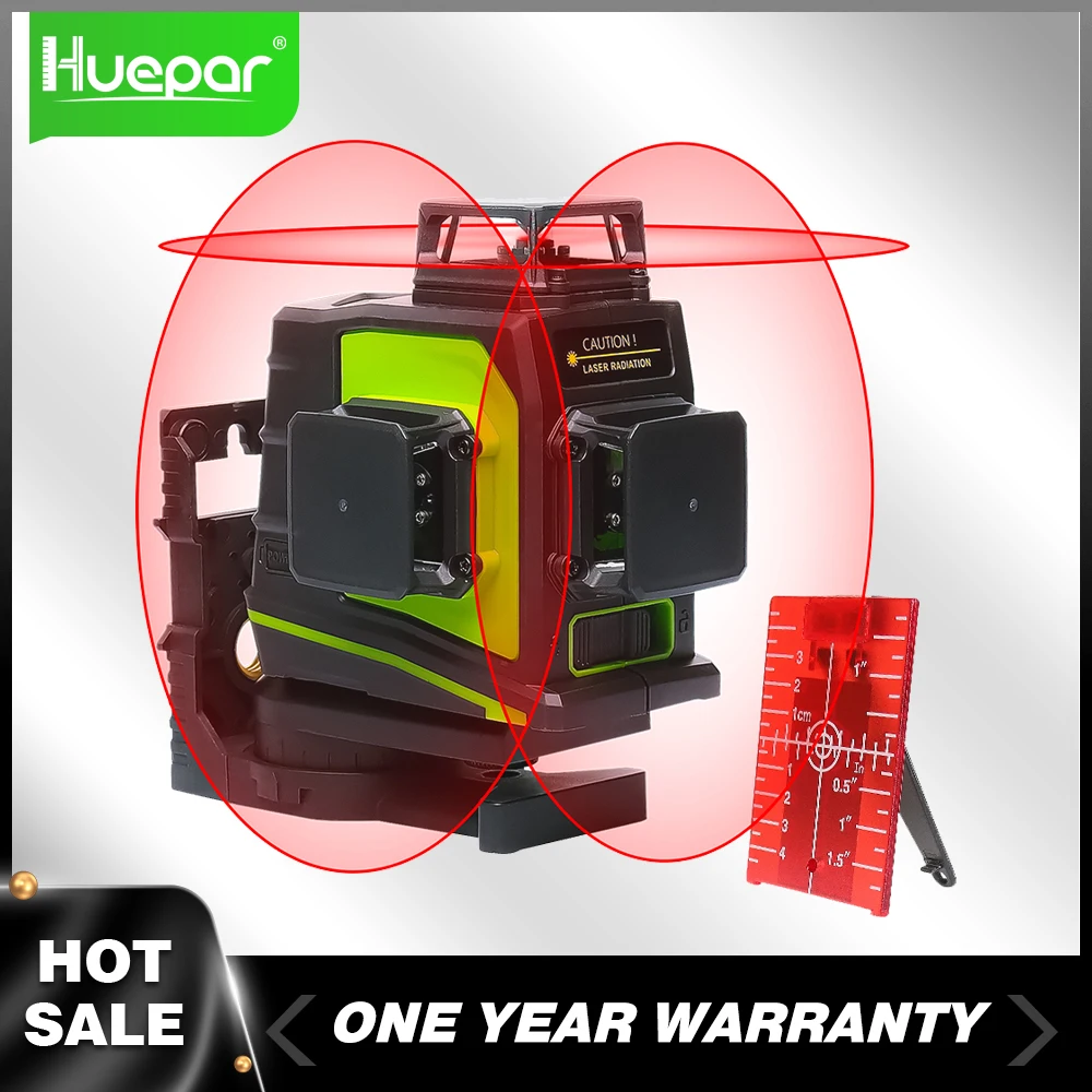 

Huepar 12 Lines Laser Level Self-Leveling Horizontal & Vertical Cross Line Red Beam Measuring Laser Tool With Pulse Mode,Bracket