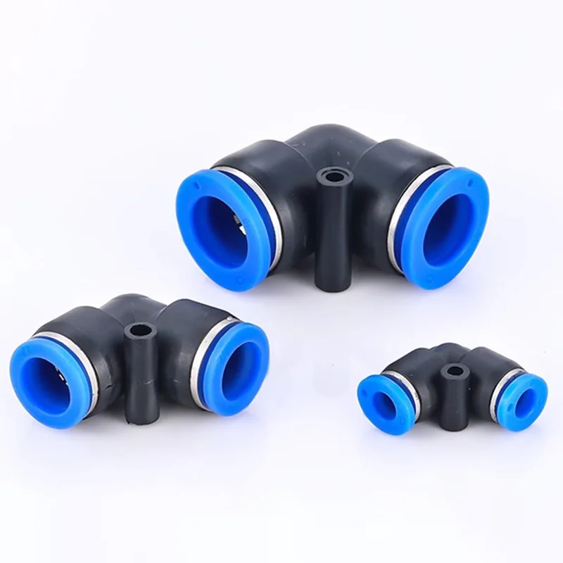 Pneumatic Quick Fitting PV 90 Degree Elbow Plastic 4mm 6mm 8mm 10mm Air Parts Pipe Push In Water Quick Connector 2 Way 20PCS pressure fitting kit