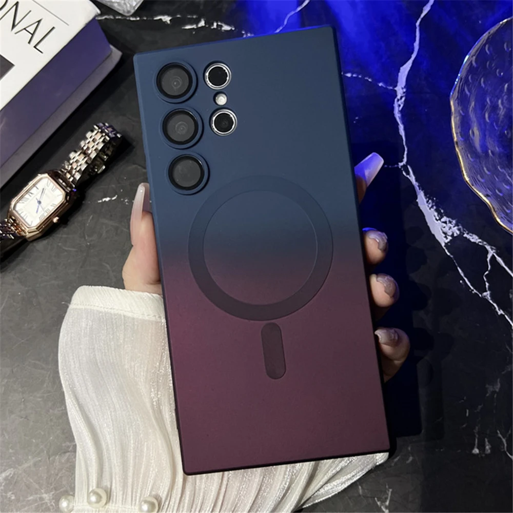 Gradient Colorful Magnetic Wireless Charging Soft Silicone Phone Case