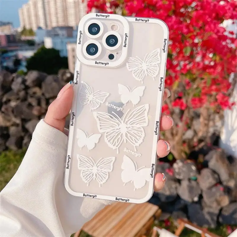 Clear Retro Butterfly TPU Phone Case Cover