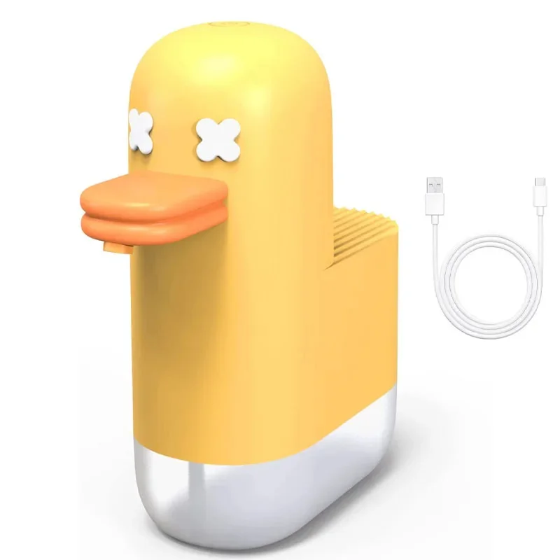 350Ml Automatic Foam Soap Dispenser Rechargeable Cute Yellow Duck Soap Dispenser Home Decoration Infrared Liquid Soap Dispenser