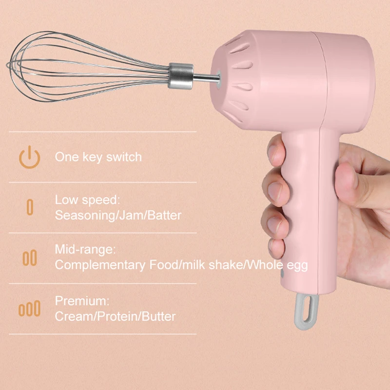 Electric Wireless Hand-Held Egg Beater Milk Frother Mixer Power  Pinkelectric Hand Mixer Wireless Whisk Portable Handheld Electric Mixer  Milk Frother 