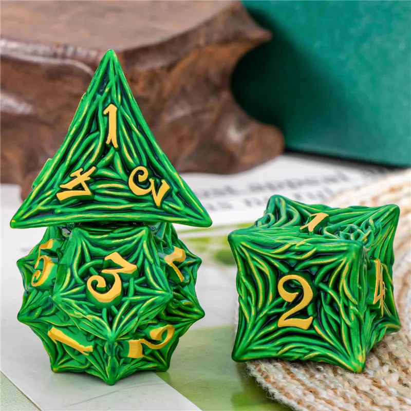 

KERWELLSI Tree Root Dnd Metal Dice Set, D+D Polyhedral Dice For D dnd D Dungeon and Dragon Pathfinder Role Playing Games Dice