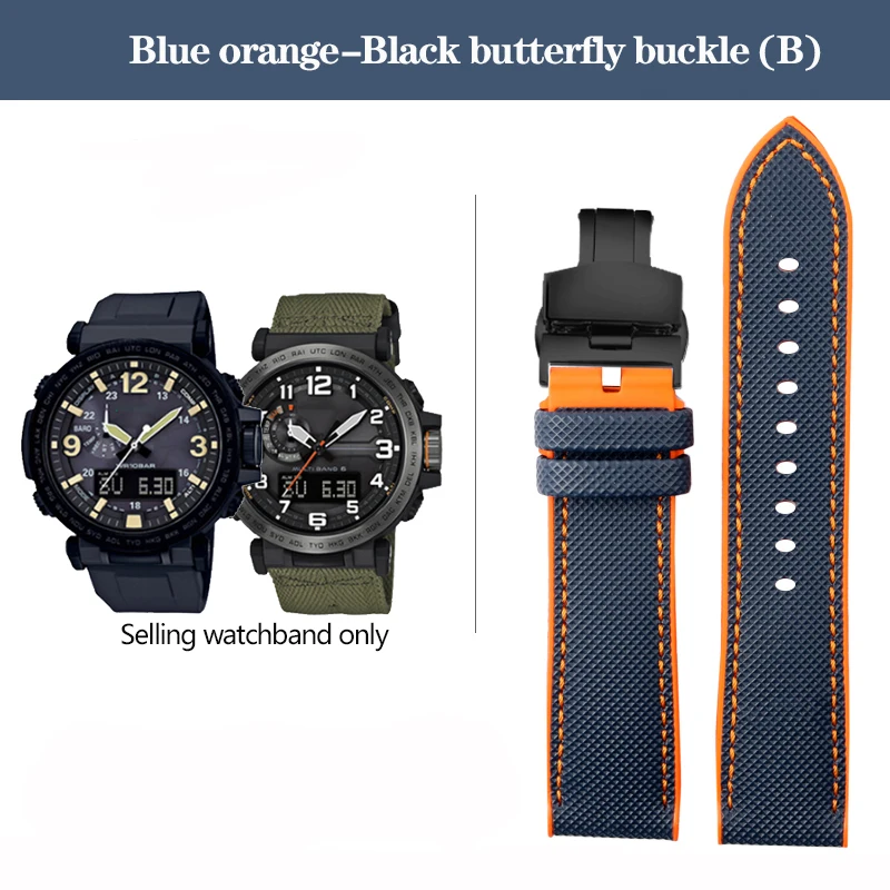 Durable Nylon Rubber Bottom Sports Watchband - 24mm Canvas Silicone Strap