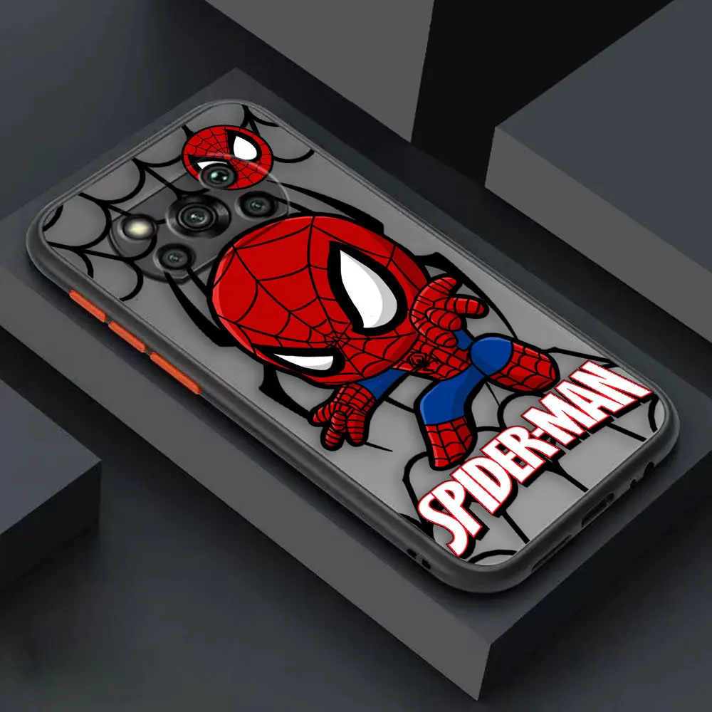 thumbnail image 1 of Matte Case for Xiaomi POCO X4 X3 X2 M4 M3 M2 F4 F3 GT F2 C40 CC9 PRO 4G 5G A3 MIX4 CIVI Case Funda Shell Marvel Spider-Man Combo, 1 of 5