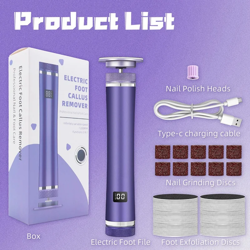 Electric Foot Callus Remover Rechargeable Foot File Pedicure Tools For Feet Foot Sander Nail Grinder Tool For Men Women 3