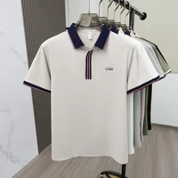 Polo imprimé de marque de luxe à manches courtes pour homme, haut d'été haut de gamme en soie glacée, confortable, respirant, décontracté, T-shirt professionnel 6