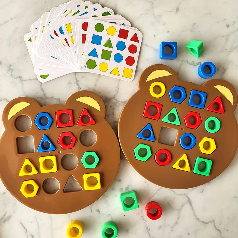 Montessori Baby Toy Geometric Shape 3D Puzzle Battle Game Toy Matching Children Learning Educational Interactive Toys for Kids
