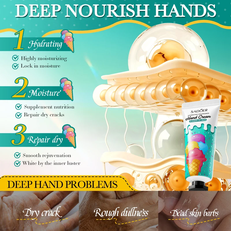 20g SADOER Sakura Green Tea Hand Cream Moisturizing Nourishing Brightening Hydrating Hand Creams Hands Travel Size Skin Care