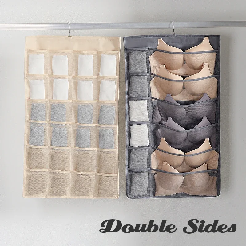 8-36 Grids Double-Side Underwear Bra Organizer Storage Washable Closet Door  Hanging Bag Clothes Socks Short Divider Box for Home