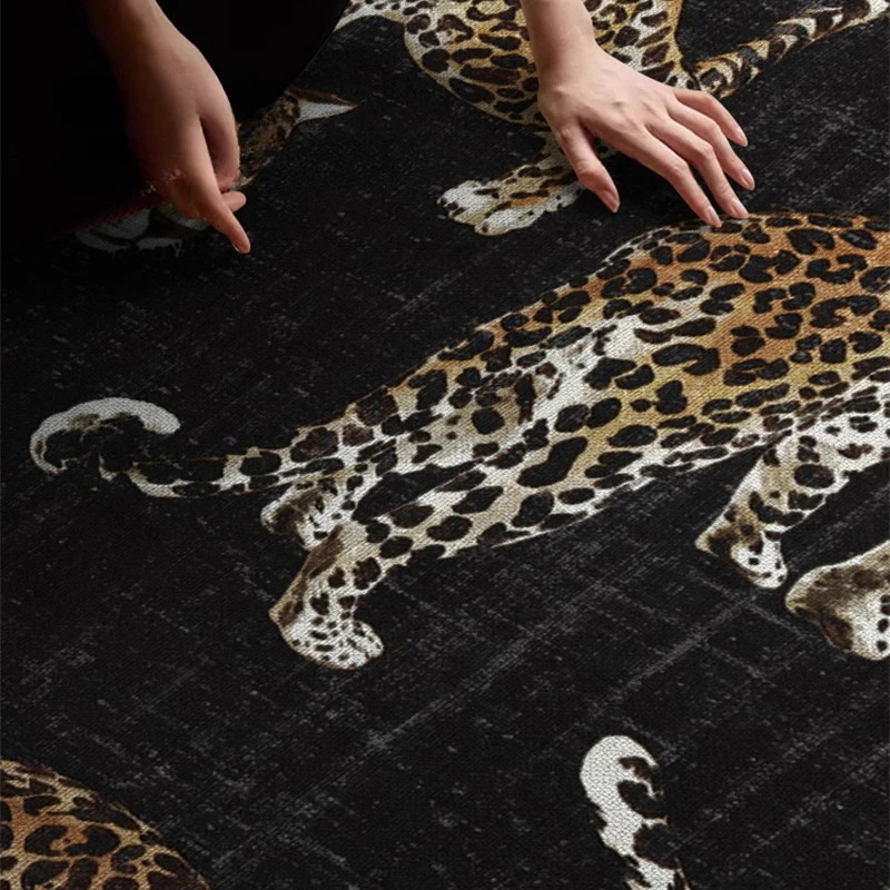Tigers Living Room Carpet Black Retro Print Bedroom Rug Large Area Home Decoration High-end Sofa Coffee Table Floor Mat Ковер 러그