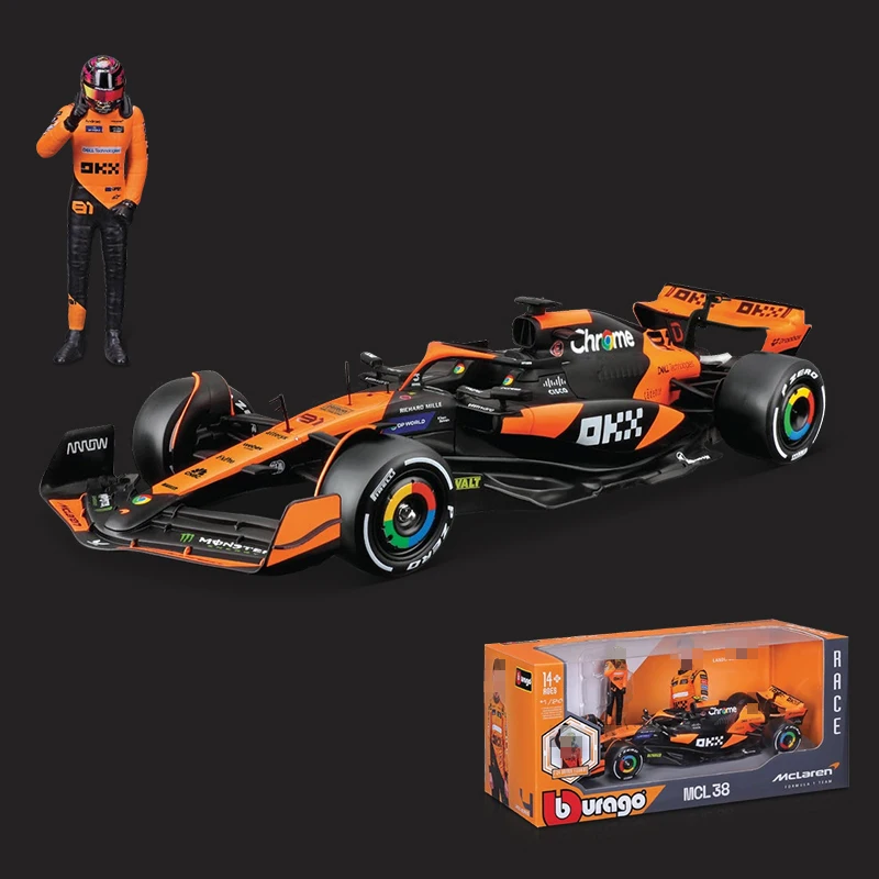 Bbugo 1:24 2024 MCL38 F1 드라이버 인형 합금 자동차 모델 맥라렌 포뮬러 레이싱 다이캐스트 장난감 4    랜도 노리스 81    오스카 피아스트리
