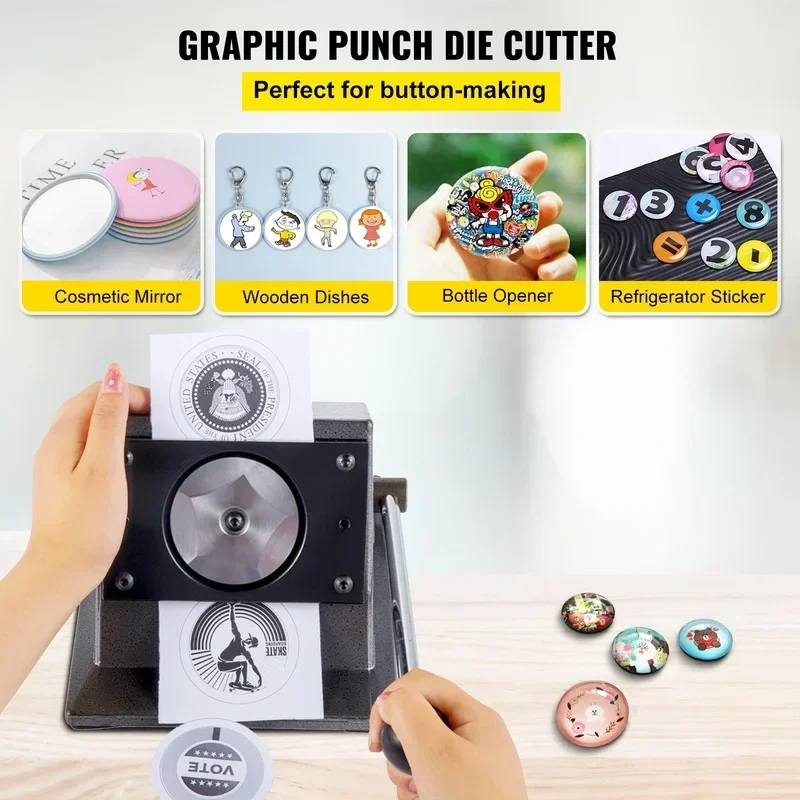 25/32/44/58/75mm Round Badge Paper Cutter Punch Die Cutter Button Maker Circular DIY Button Badage Paper Card Cutting Machine