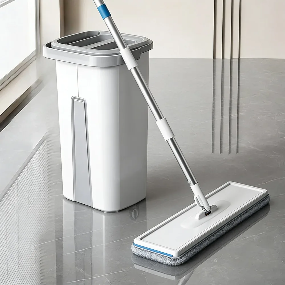 Wet Dry Magic Cleaning Mop Set with Bucket, Self-Wringing Easy Rinse Mop for Hardwood, Laminate, Tile Floors in Home floor mop