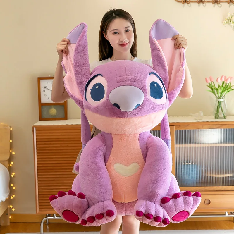 30/45/60/80cm Disney Cartoon Kawaii Lilo & Stitch Pink Angel Plush Toys  Sleeping Pillow Birthday Gifts For Children Friends