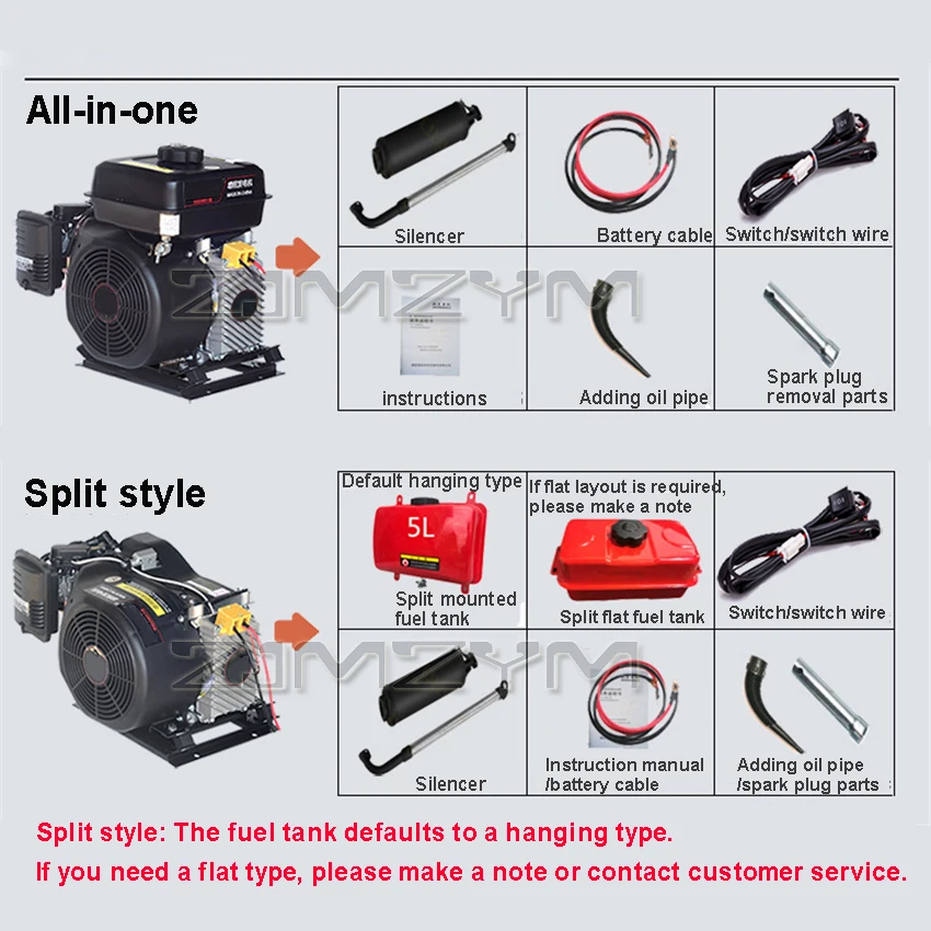 Description Picture 5 of item4/5/6/7KW Electric Motor Vehicle Gasoline Generator Low Noise 48V60V72V Electric Variable Frequency Intelligent Range Extender