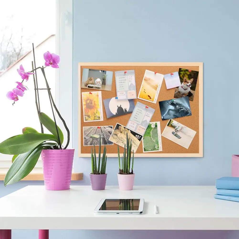 Sturdy Wooden Cork Board Wood Frame Cork Board Durable Wood Frame Bulletin Versatile Memo Picture Display for Notes