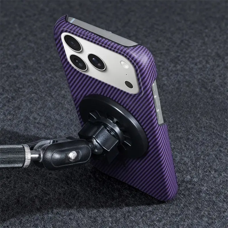 Enhanced Carbon Fiber Texture Matte Shockproof Case - Magnetic Half-Encased Design