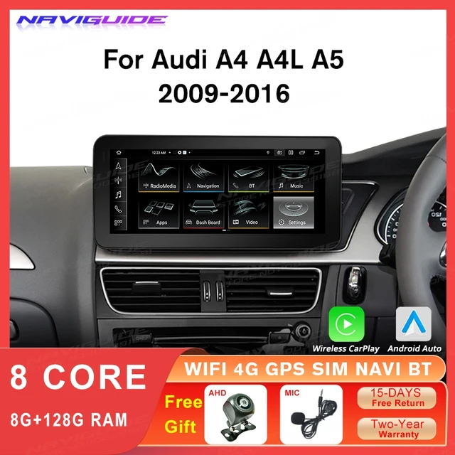 NAVIGUIDE 10.25INCH Android 12 For Audi A4 A4L A5 LHD RHD 2009-2016 Car Radio 8+128G Stereo Bluetooth Carplay Multimedia Player