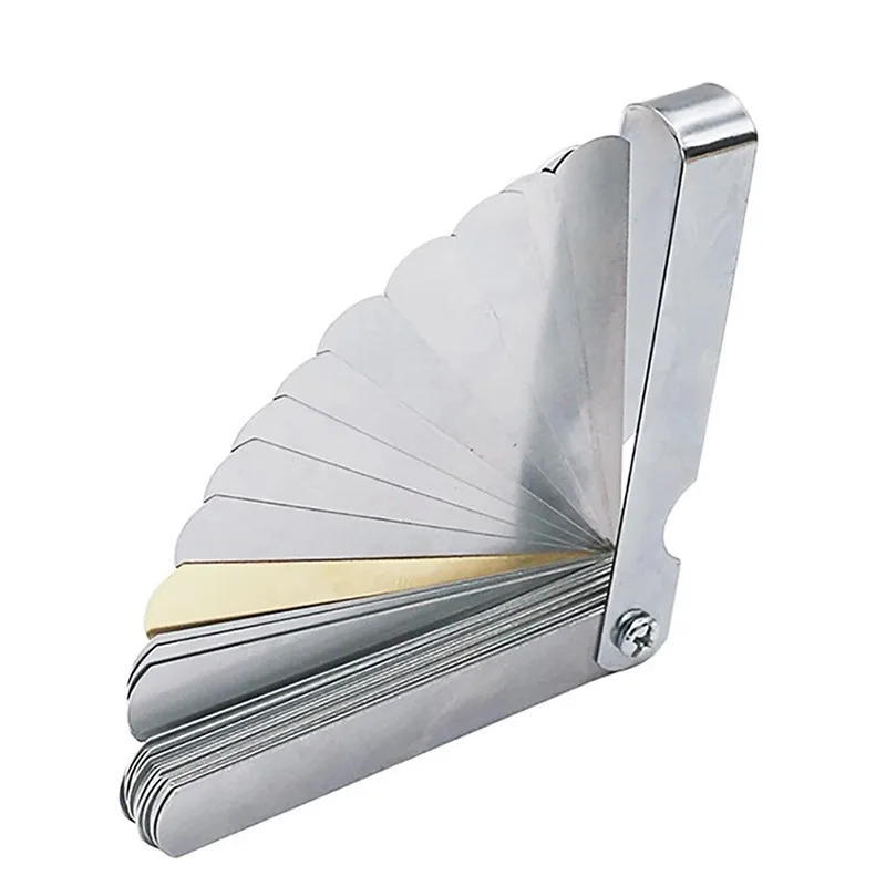 32 Blades Alloy Metric Gap Range Finder Feeler Gauge Valve Teaching Feeler Gauge 0.04-0.88 mm Gap Copper Sheet Measuring Tool