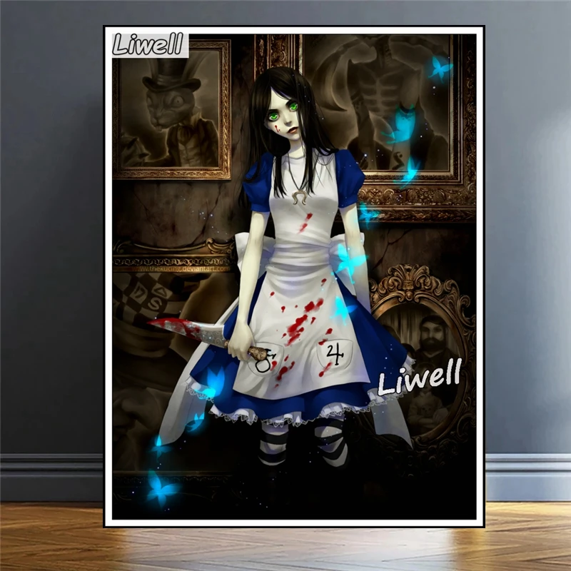 Alice Madness Returns Diamond Painting Horror Game Wonderland Art