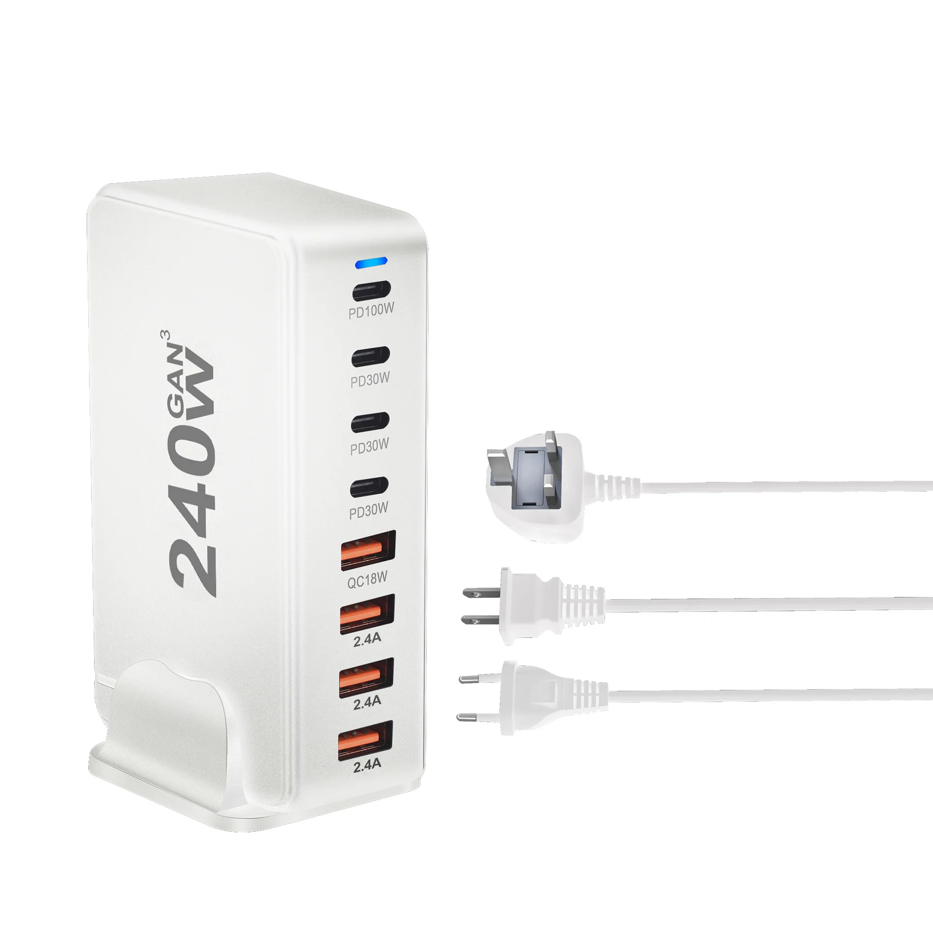 

268W Gallium Nitride PD Charger 240W Multi-function 8-port desktop adapter The new laptop charger Power adapter supports phablet