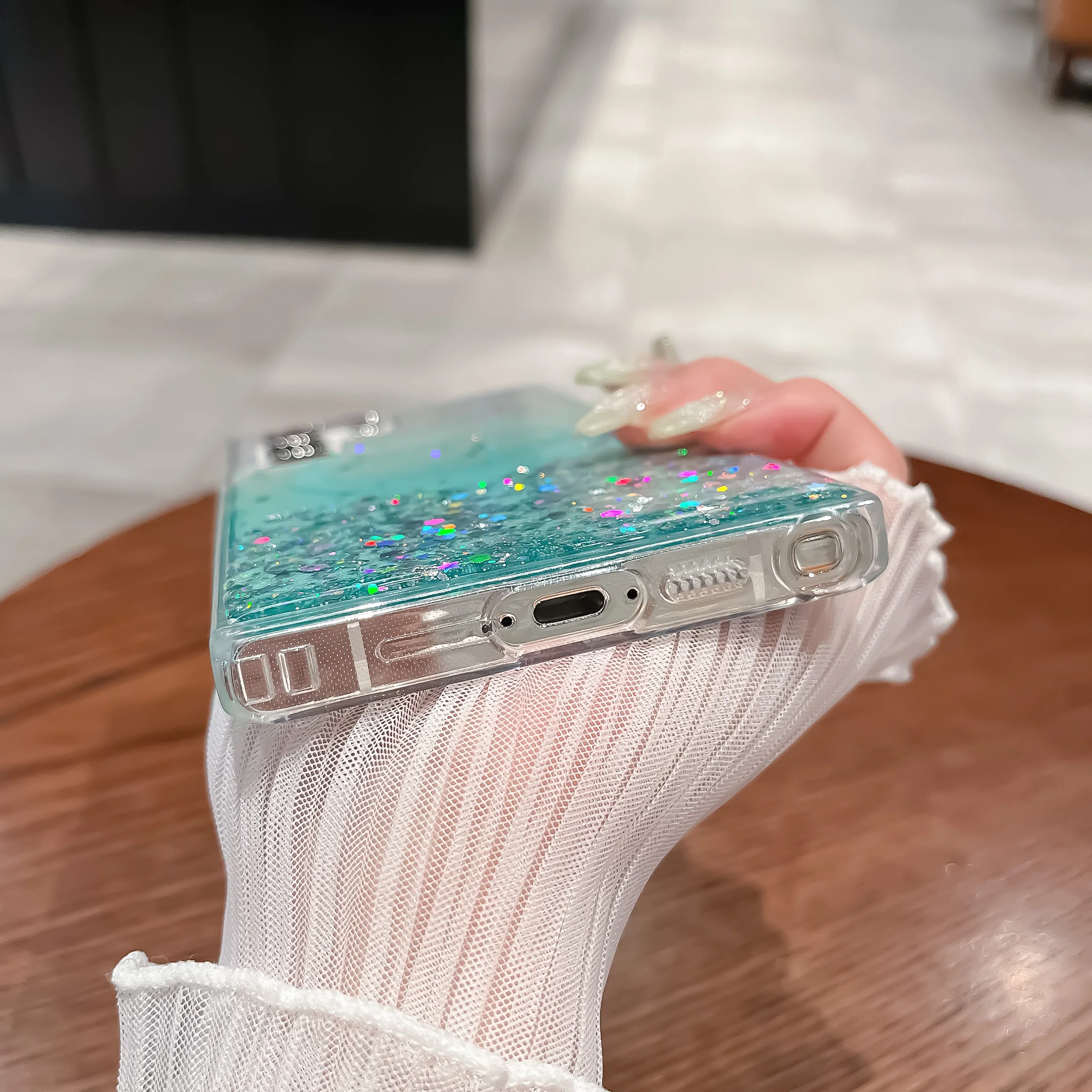 Gradient Glitter Silicone Magnetic Shockproof Phone Case with Magsafe Compatibility